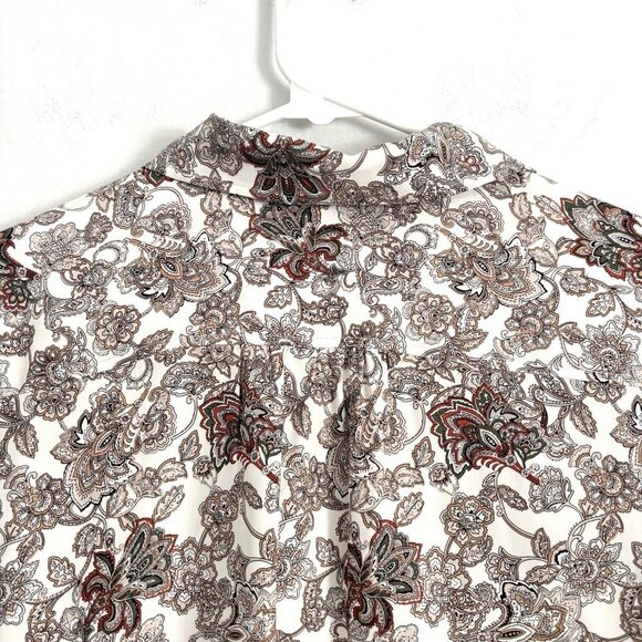 Frame 70’s Floral Paisley Long Sleeve Button Down Silk Blouse Women’s Sz Medium - Picture 10 of 11